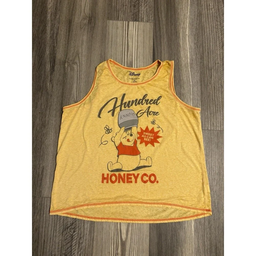 Disney Pajama Top Womens XL (16-18) Sunset Gold Winnie The Pooh Tank Sleepwear - Picture 1 of 7